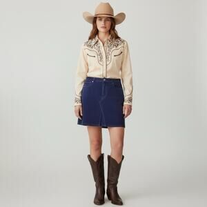 Frye & Co Corduroy Skirt Women’s 12 Navy Blue Western Rodeo Country Above Knee